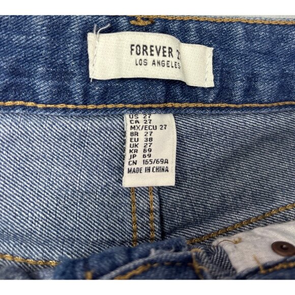 Forever 21 Womens Distressed Destroyed Boyfriend Fit Jeans Size 27 Blue Denim - Picture 5 of 5